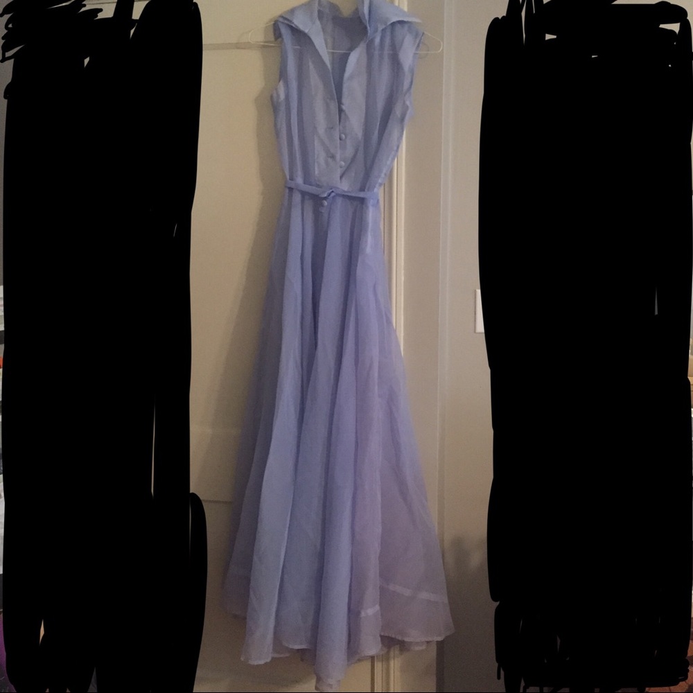 Tulle 50s 60s blue collared dress with belt